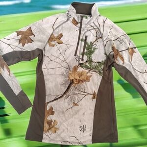Realtree Camo Pullover Womens Small 34 36 Camouflage Outdoors Top Half Zip Up Sm